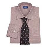 IMAGE OF Paul Fredrick Trim Fit European Style Houndstooth Italian Cotton Dress Shirt Red 16.5/34