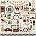 Echo Park Paper Company ACC189014 A Cozy Christmas Element Sticker, red, Green, Black, tan, Woodgrain