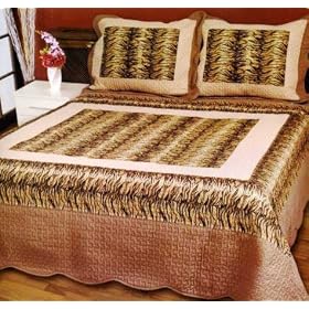 LEOPARD PRINT KING SIZE 3 PC QUILT SET-BED SPREAD