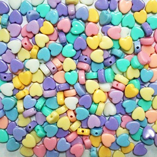 MaxGetz Heart Beads for bracelet and jewelry making 290 pcs Pastel Multi-Color Mix Assortment