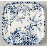 222 Fifth Adelaide Blue & White Appetizer / Dessert / Bread Plates, Set of 4