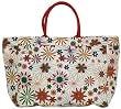 Cotton Canvas Colorful Flower Burst Day Bag with Cloth Cord Handles 22"Lx13.5"H