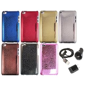 Apple iPod touch 4th Generation (6 colors) water drops hard cases Kit with USB cable + Car Charger + Wall Charger *GOLD Color case is not available*