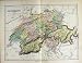 1885 Map Switzerland Zurich Geneva Lake Mont Terrible