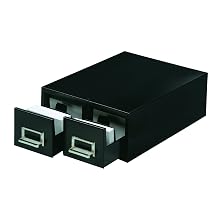 STEELMASTER Small Double Card File Drawer, Fits 3 x 5 Cards, 3000 Card Capacity, 12.31 x 5.19 x 16 Inches, Black (263F3516DBLA)