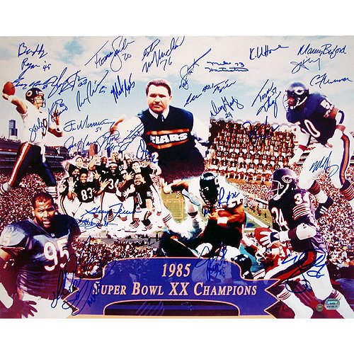 1985 Super Bowl XX Champion Chicago Bears Team Signed 16x20 Collage Photo ()