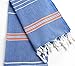 Paradise Series Turkish Bath Towels – Traditional Peshtemal Design for Bathrooms, Beach, Sauna – 100% Natural Cotton, Ultra-Soft, Fast-Drying, Absorbent – Warm, Rich Colors with Stripes Royal/Orange