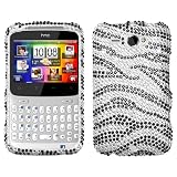 Black Zebra Skin Diamante Protector Cover for HTC Status/Chacha