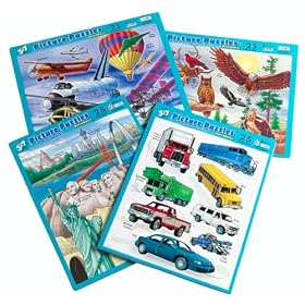 4 Pack Picture Puzzles ( Alphabet, Zoo Animals, Shapes and Pet Shop)