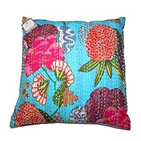 Ketan Decorative Throw Pillow w/ Kantha Stitch. Made of 100% Cotton. 16' Square.