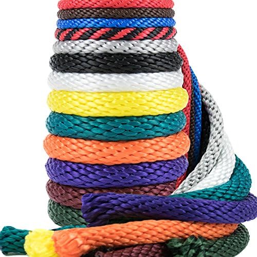 Golberg Rope 1/4-Inch 3/8-Inch 1/2-Inch 5/8-Inch 5/16 - Inch Solid Braid Utility Rope Made in USA - Multifilament Polypropylene MFP Derby Rope Boating Rope - Mildew Resistant - 50 X BLACK