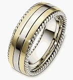 14 Karat Yellow Gold & Titanium Rope Style 8mm Wide Wedding Band