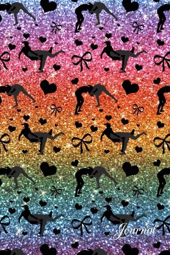 Journal: Faux rainbow glitter hearts bows badminton notebook