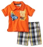 Little Rebels Baby-boys Infant Surf Club Printed Knit Shirt With Plaid Short Set