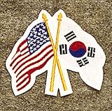 USA America / Korea Crossed Flags Patch