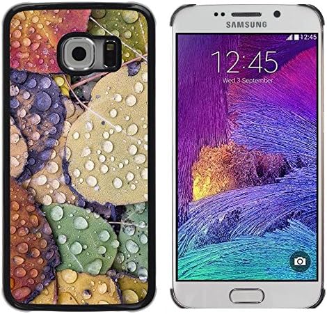 LASTONE PHONE CASE / Slim Protector Hard Shell Cover Case for Samsung Galaxy S6 EDGE SM-G925 / Cool Leaves Rain Autumn Fall Dew Drops Nature
