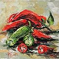 Fire Peppers Canvas Wall Art - 16x16"