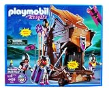 Playmobil Year 2004 Knights Series 4 Inch Tall Figure Battle Playset #4439 - BARBARIAN ATTACK TOWER with 4 Barbarian Figures, 5 Shields, Ladder, Grappling Hook, 2 Spears and Many More