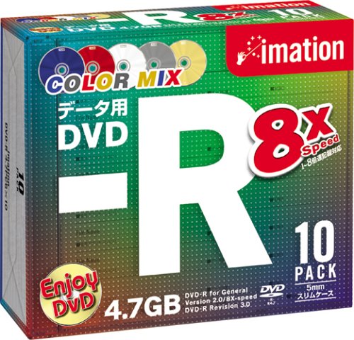 イメーション PCデータ用DVD-R 4.7GB 4.7PCGx10 カラーミックスブランドレーベル10枚パック