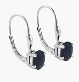 Sterling Silver Oval Genuine Sapphire Stone Lever Back Earrings