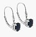 Sterling Silver Oval Genuine Sapphire Stone Lever Back Earrings