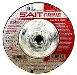 SAIT 20173 Type 27 5-Inch x 1 4-Inch x 5 8-11 12200 Max RPM Grade A24R Long Life Depressed Center Grinding Wheels - 10 Pack