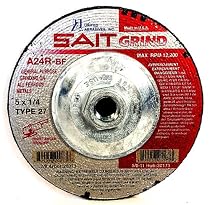 SAIT 20173 Type 27 5-Inch x 1/4-Inch x 5/8-11 12200 Max RPM Grade A24R Long Life Depressed Center Grinding Wheels - 10 Pack