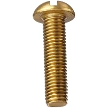 Brass Machine Screw, Inch, Round Head, Slotted Drive, Plain Finish, Right Hand Threads