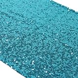 Turquoise Sequin Table Runner 14" x 108" Sequin TableCloth Wholesale Aqua Blue Sequin Table Cloths Sequin Linens Teal Sequin Silver Sequin