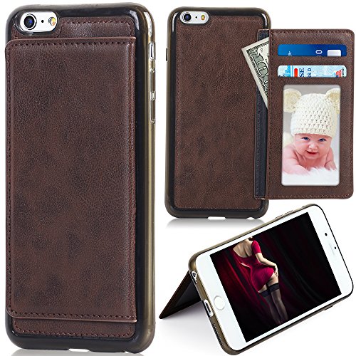 Zixia Slim Leather Wallet Credit Card Holder with Stand Feature Soft Protective Shell for Apple iPhone 6 6S Plus 5.5" Cases Cover Original packaging (Dark Brown)