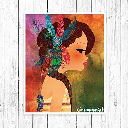 Boho Girl Wall Art Print Hippie Girl Decor Girl's