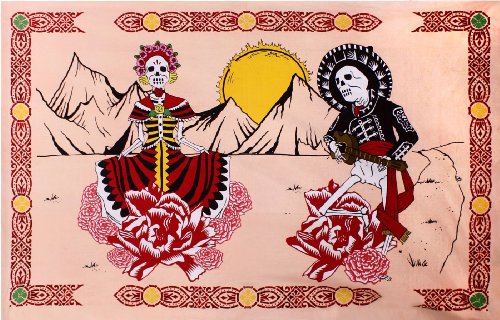 Mexican Day of the Dead Tapestry Bedsheet 60x90 Mexican Day of the Dead Tapestry Bedsheet 60x90