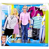 Barbie Year 2010 TRU Exclusive Kidpicks Series 12 Inch Doll - Ken with Sunglass, Pink Shirt, Blue Denim Pants, Flower, Denim Jacket, Black Pants, Red Button Sweatshirt, Blue/White Stripe Polo Shirt, Camo Cargo Short Pant, White Dress Shoes and Black Dress Shoes (V2216)