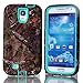 Samsung Galaxy S4 Case, LERBO Tree Camouflage Camo Hybrid Hard Soft Case Cover for Samsung Galaxy S4 i9500(Light Blue)