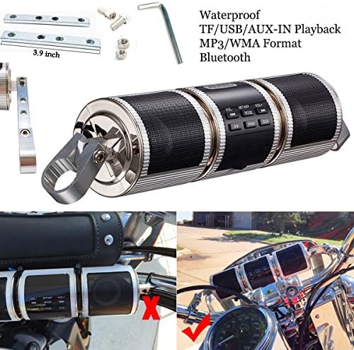 Ausid Waterproof Motorcycle Audio Radio Sound System Stereo Speakers MP3 Player USB Bluetooth FM Radio - Silver