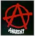 Anarchy - Red A with Anarchy Below in White on Black 4 1/2 Square - Sticker / Decal