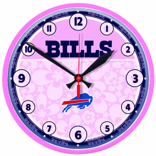 NFL Buffalo Bills Round Clock Pink Background