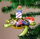 Santa Hat Sea Turtle TiKi Tropic Christmas Ornament