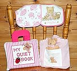 布絵本MY  QUIET  BOOK　NEW ENGLISH VERSIONピンクストライプ&ベビーズバッグ クローリングベア　　おまけ付きベルクロビブ  おめでとうギフトセット