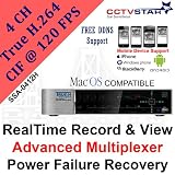 CCTVSTAR True-H SSA-0412H 4CH H.264 CIF 120 FPS Real Time Standalone DVR w/ Touch Front Panel Interface, Advanced Multiplexer, PC / MAC OS Compatible & Power Failure Recovery.