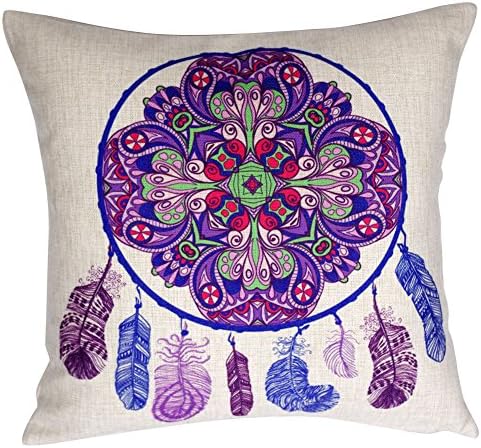 DECOPOW Decorative Throw Pillow Case Dream Catcher Throw Pillow Square 18 X18 Inches Cover