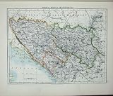 JOHNSTON WORLD MAP 1895 BOSNIA SERVIA MONTENEGRO GREECE