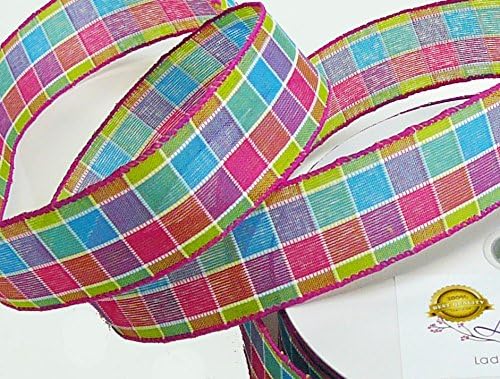 Spring/Summer Check Ribbon, Wired, #9, 50 Yard Spools