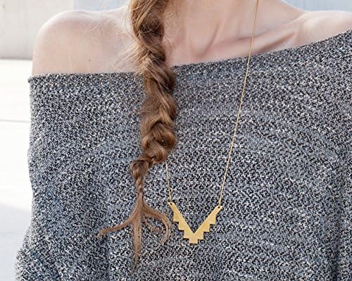 Delicate gold V necklace, Large V shaped pendant on a 65 cm long necklace.
