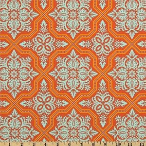 44'' Wide Joel Dewberry Heirloom Tile Flourish Amber Fabric By The Yard