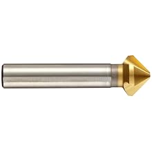 Magafor 4837 Series Cobalt Steel Single-End Countersink, TiN Coating, 3 Flutes, 90 Degrees, Round Shank