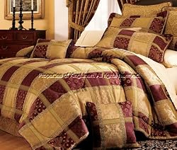 5Pcs Maroon Jewel Patchwork Comforter Bed in a Bag Twin