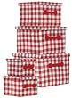 Bright Cotton Fabric Covered Nested Boxes with Leatherette Handles Large=13"x13"x13" Set of 5