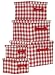 Bright Cotton Fabric Covered Nested Boxes with Leatherette Handles Large=13"x13"x13" Set of 5