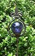 Fleur de Lis Garden Stake with Deep Purple Suncatcher Gazing Globe